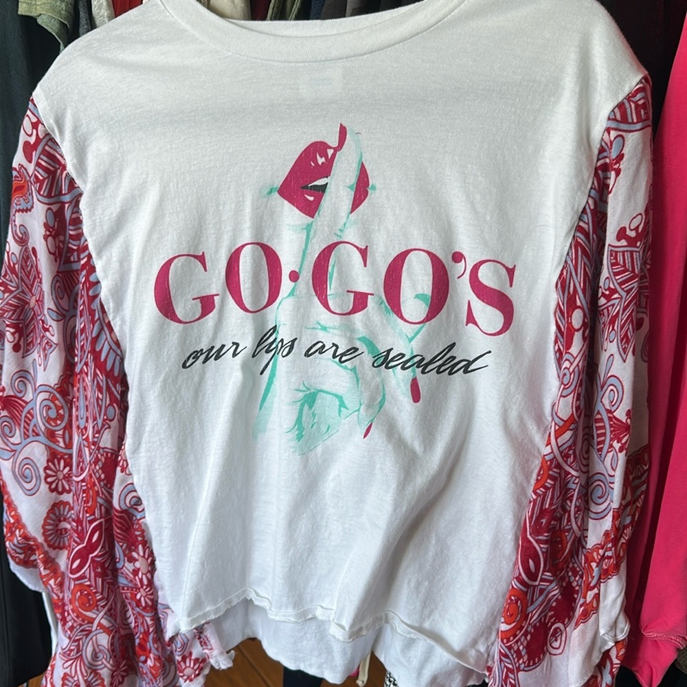 NWOT Upcycled Go-Go’s Graphic Kimono Sleeve Tee | One Size | One of a Kind